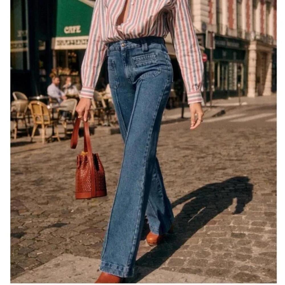 Sezane Augusto Wide Leg Trouser Jeans Size 34 US 2